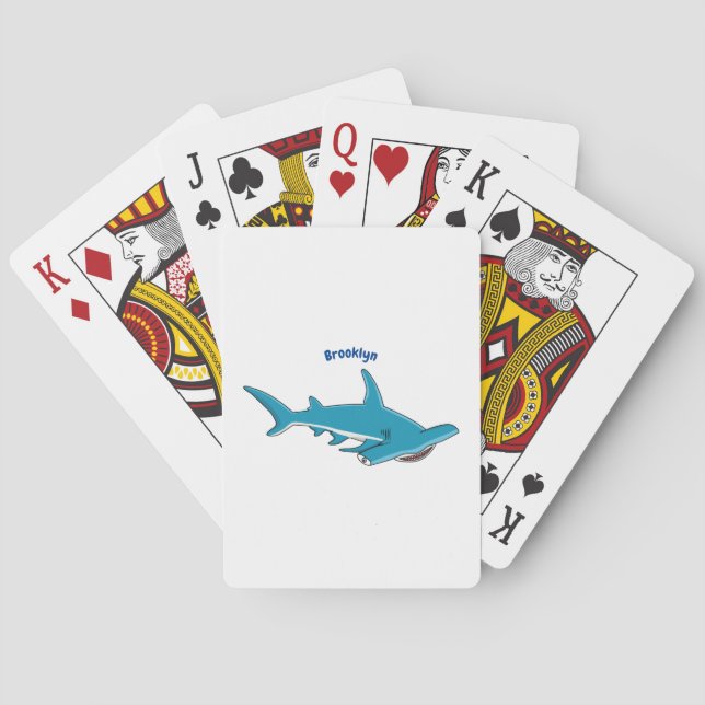 Hammerhead-Hai-Cartoon Spielkarten (Rückseite)