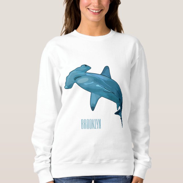Hammerhead-Hai-Cartoon Sweatshirt (Vorderseite)