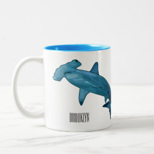 Hammerhead-Hai-Cartoon Zweifarbige Tasse