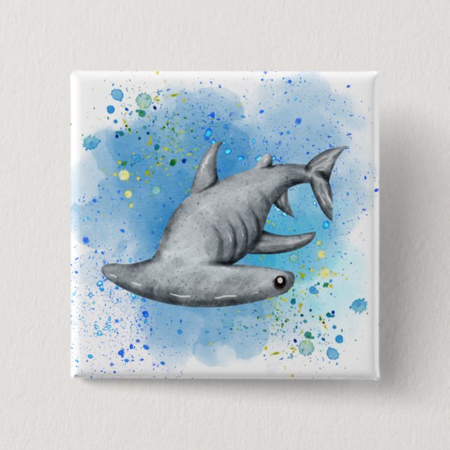 Hammerhead Shark auf Knopfdruck Button (Vorderseite)