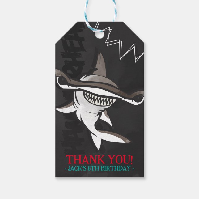 Hammerhead Shark Birthday Party Geschenkanhänger (Vorderseite)