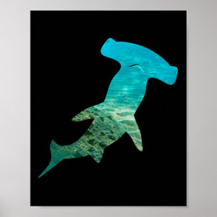 Hammerhead Shark liebt Silhouette Earth Day und O Poster