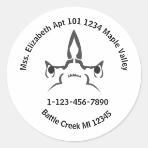 Hammerhead Shark Lost Bag Zuhause Contact Inf Keyc Runder Aufkleber