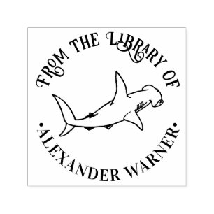 Hammerhead Shark Ocean Theme Round Library Book Permastempel