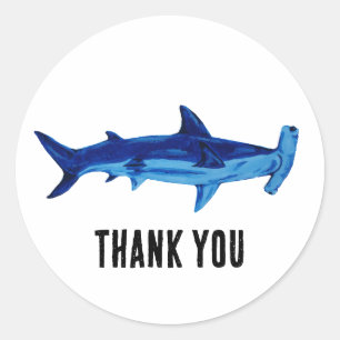 Hammerhead Shark Painting Vielen Dank Runder Aufkleber