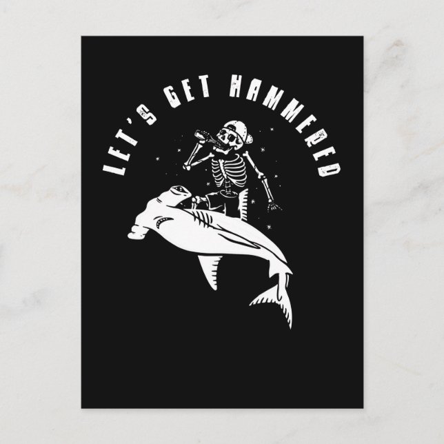 Hammerhead Shark Party Funny Beer Drinking Humor Postkarte (Vorderseite)