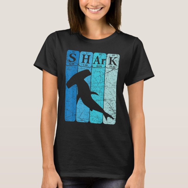 Hammerhead Shark Periodic Table Elements Retro Sha T-Shirt (Vorderseite)