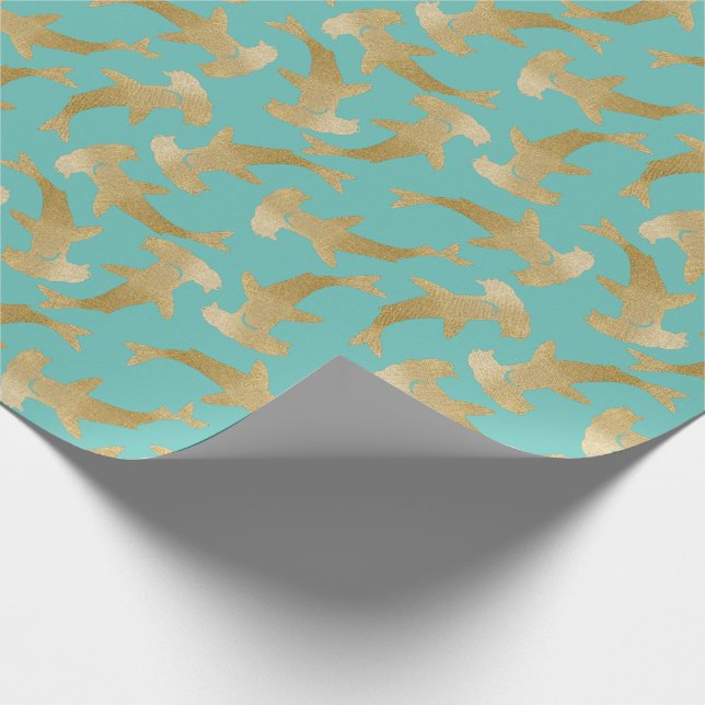 Hammerhead Shark Wrapping Paper Geschenkpapier (Ecke)