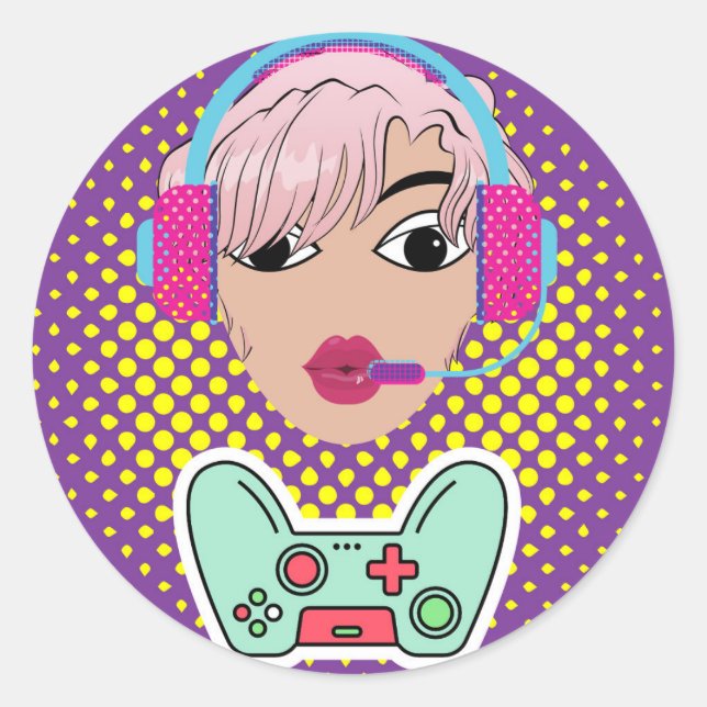 Hammermädchen Runder Aufkleber (Vorderseite)