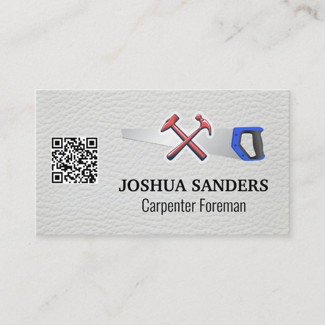 Hammers und Saat | Weißleder | QR-Code Visitenkarte (Vorderseite)