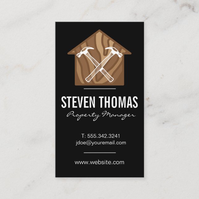Hammers Wood Zuhause | Hardware Business Card Visitenkarte (Vorderseite)