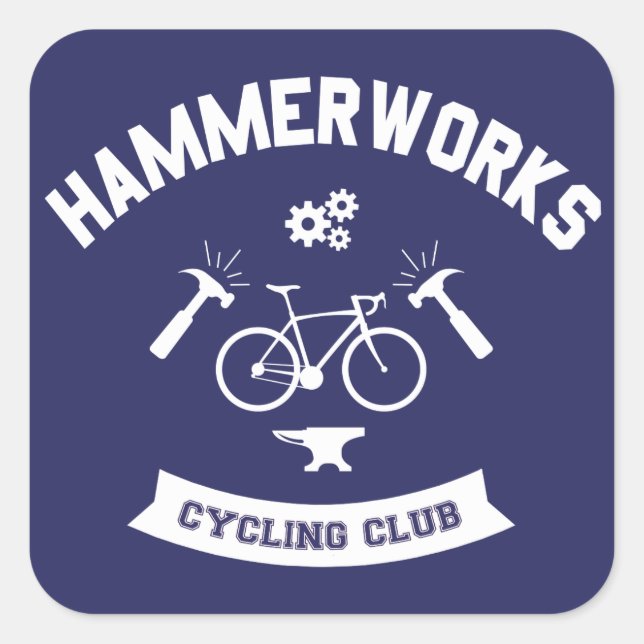 Hammerworks Cycling Club Quadratischer Aufkleber (Vorderseite)