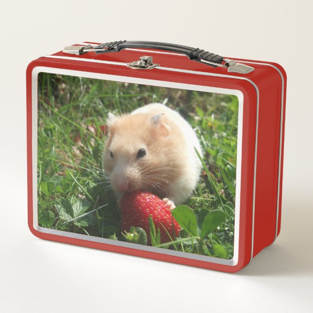 Hammie mit Erdbeeren Metal Lunchbox (Vorderseite)