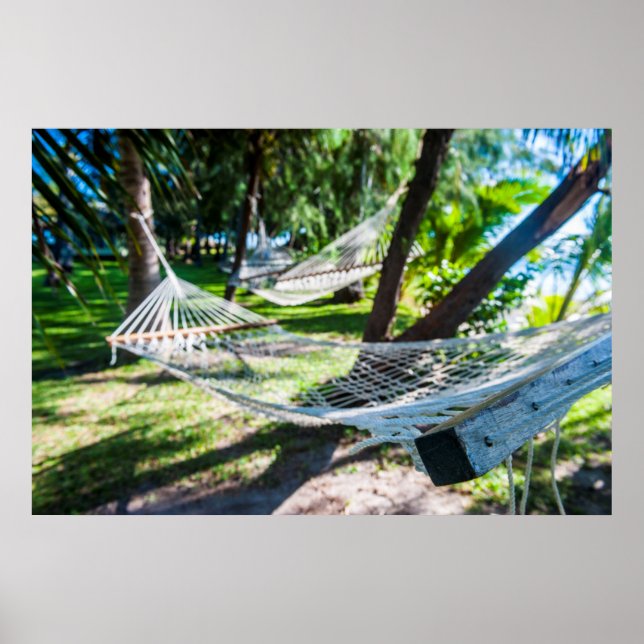 Hammock am Strand, Fidschi Poster (Vorne)
