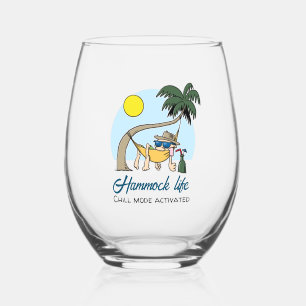 Hammock Life Chill Mode aktiviert lustigen Cartoon Weinglas Ohne Stiel