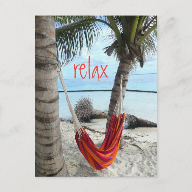 Hammock on Caribbean Beach Postcard Postkarte (Vorderseite)