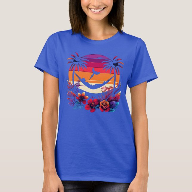 Hammock Sunset Retreat Tropical Bliss T-Shirt (Vorderseite)