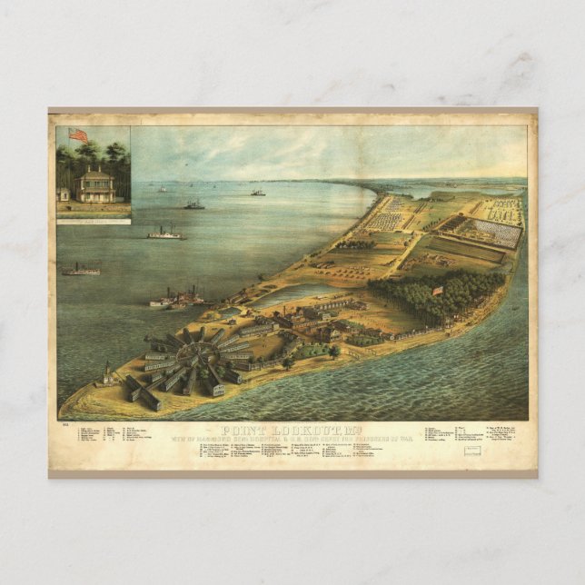 Hammond General Hospital and Prison 1864 ziviler K Postkarte (Vorderseite)