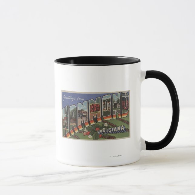 Hammond, Louisiana - Große Buchstabenszenen Tasse (Rechts)