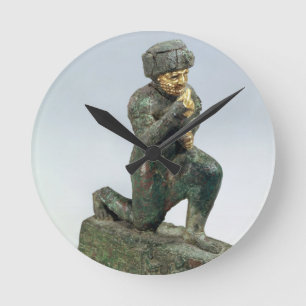 Hammurabi, king of Babylon, praying before a sacre Runde Wanduhr