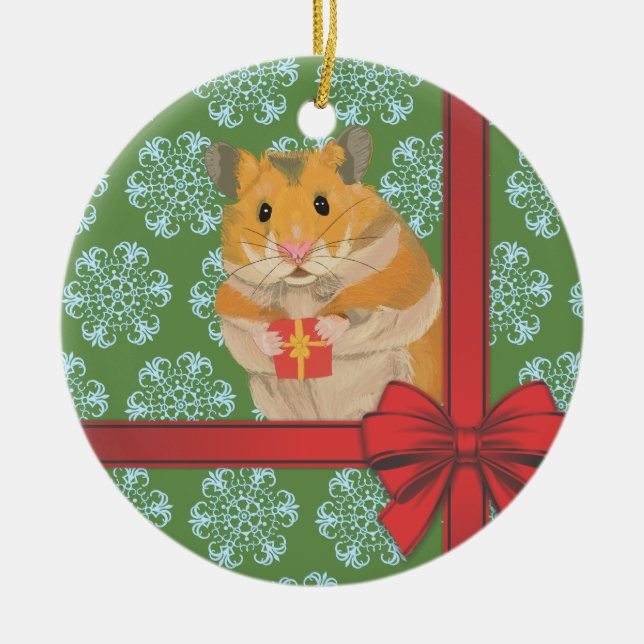 Hammy Christmas Hamster Keramik Ornament (Vorne)