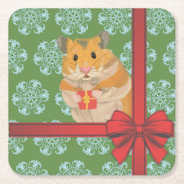 Hammy Christmas Hamster Rechteckiger Pappuntersetzer