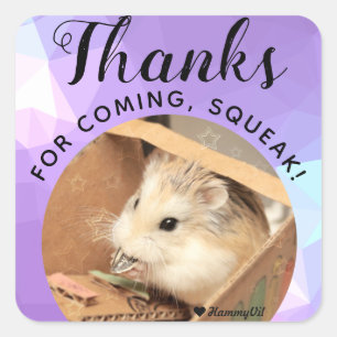 HammyVille - Niedlicher Hamster Danke für das Komm Quadratischer Aufkleber