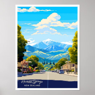 Hamner Springs Neuseeland Reise Illustration Poster
