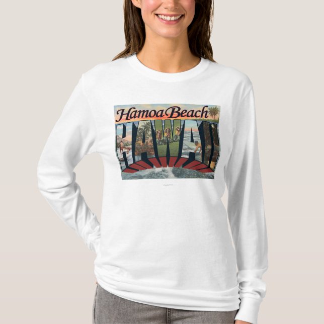 Hamoa Strand, Hawaii - große Buchstabe-Szenen T-Shirt (Vorderseite)