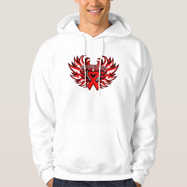 Hämophilie-Bewusstseins-Herz-Flügel Hoodie (Vorderseite)