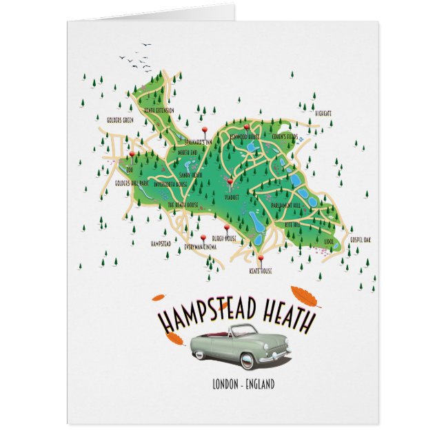 Hampstead Heath London England Map (Vorderseite)