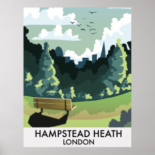Hampstead Heath London Reiseplakat. Poster