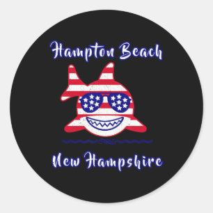 Hampton Beach New Hampshire Patriotische USA-Flagg Runder Aufkleber