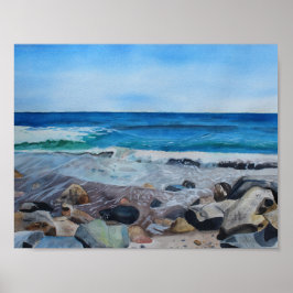 Hampton Beach Watercolor Archivdruck Poster