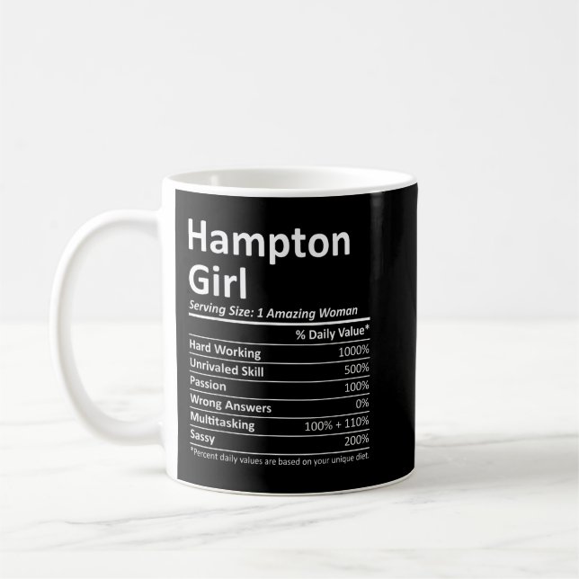 HAMPTON GIRL VA VIRGINIA Funny City Zuhause Roots  Kaffeetasse (Links)