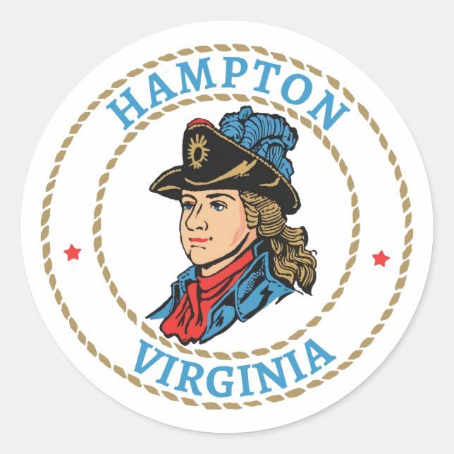 Hampton Virginia Colonial Runder Aufkleber (Vorderseite)