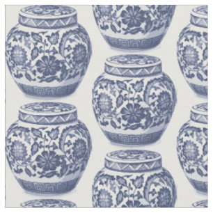 Hamptons Blau und Weiß Ginger Jar Vase Muster Stoff