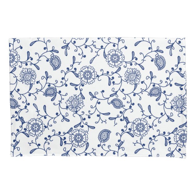 Hamptons Blau-Weiß-Muster Kissenbezug (Vorderseite-Links)