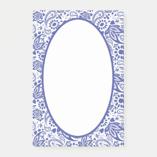 Hampton's Blue White Paisley Gemustert Post-it Klebezettel
