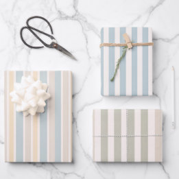 Hamptons Duck Egg Blue & Sage Stripes Geschenkpapier Set