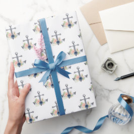 Hamptons-Inspirierte Blumenanker Geschenkpapier