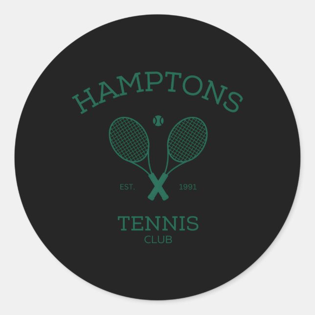 Hamptons New York Preppy Tennis Club Runder Aufkleber (Vorderseite)