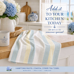 Hamptons Pastell Küstenstreifen Boutique Geschirrtuch