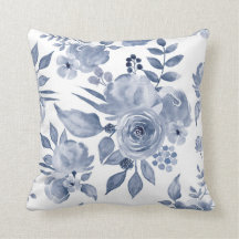 Hamptons Stil Floral Kissen Navy Blau