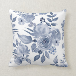 Hamptons Stil Floral Kissen Navy Blau
