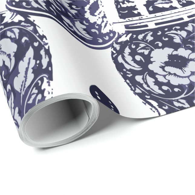 Hamptons Style Blue White New England Ginger Jar Geschenkpapier (Rolleneckpunkt)