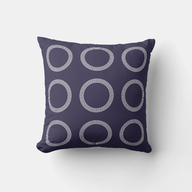Hamptons Style Navy Indigo Blue White Geometric Kissen (Vorderseite)