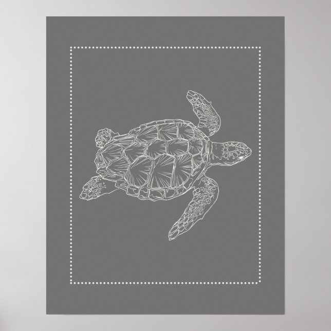 Hamptons Style Turtle Print Poster (Vorne)