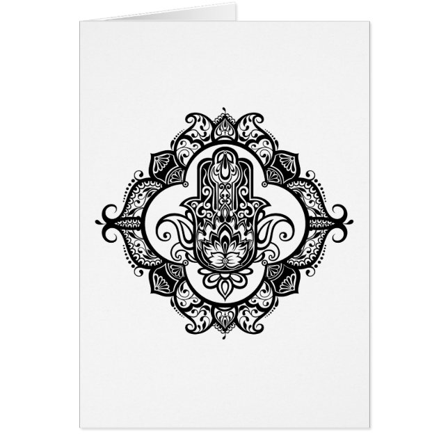 Hamsa avec le griffonnage ethnique d'ornements (Devant)