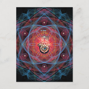 Hamsa - CHAI - Heilige Geometrie Postkarte